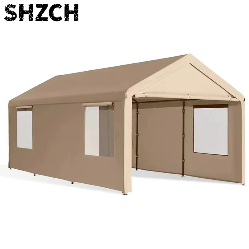 Custom 10 * 20 Heavy Duty Carport Canopy Portable Car Tent Garage With Windows All-Season Tarp Cover For Car SUV Truck Boat