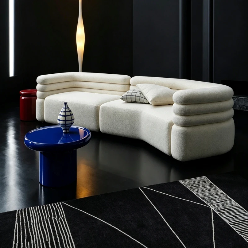 Curved armrest module sofa special-shaped corner fabric combination