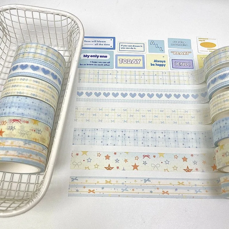 6 Stück/Packung Kawaii Grünes Vierblättriges Kleeblatt Schmetterling Schleife Washi Tape Set DIY Handbuch Dekoratives Masking Tape Material – Detail 8