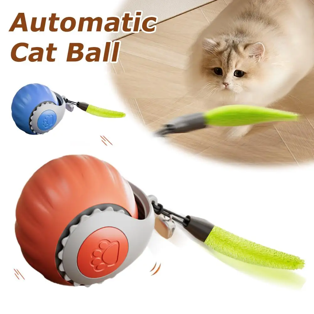 Interactive Cat Toy Ball Super Drive Cat Rolling Balls Toys Kitten Cat Toys Self-moving Accessories Electric Training Tease K0R6