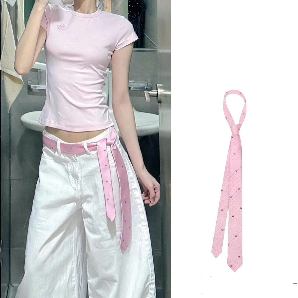 

New JK Ties Women Striped Neck Tie Girls Japanese Style for Jk Uniform Long Skinny Necktie Plaid Waist Belt Necklace 넥타이