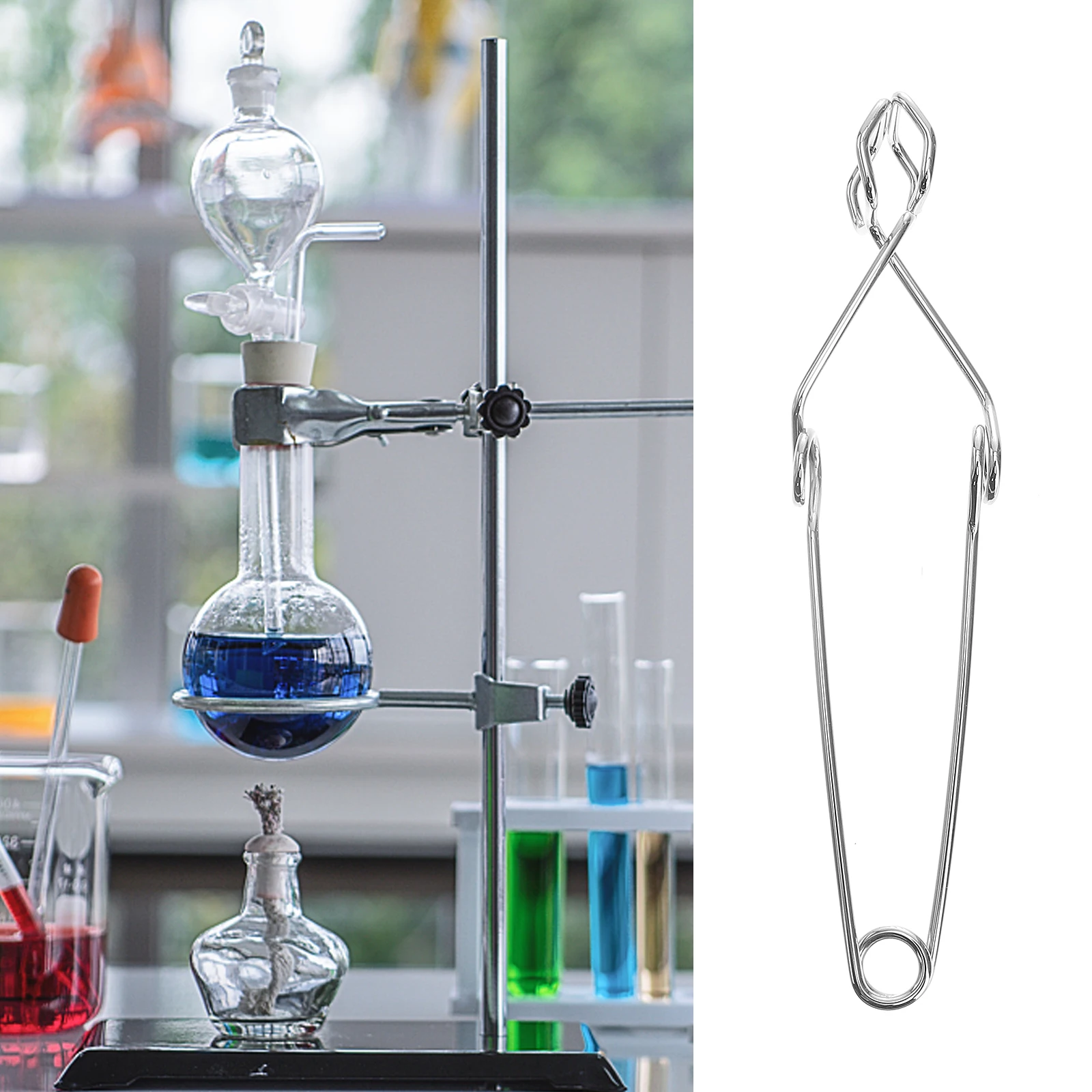 

2 Pcs Test Tube Clamp Pipe Clamps Bracket Holder Chromed Steel Clips Laboratory