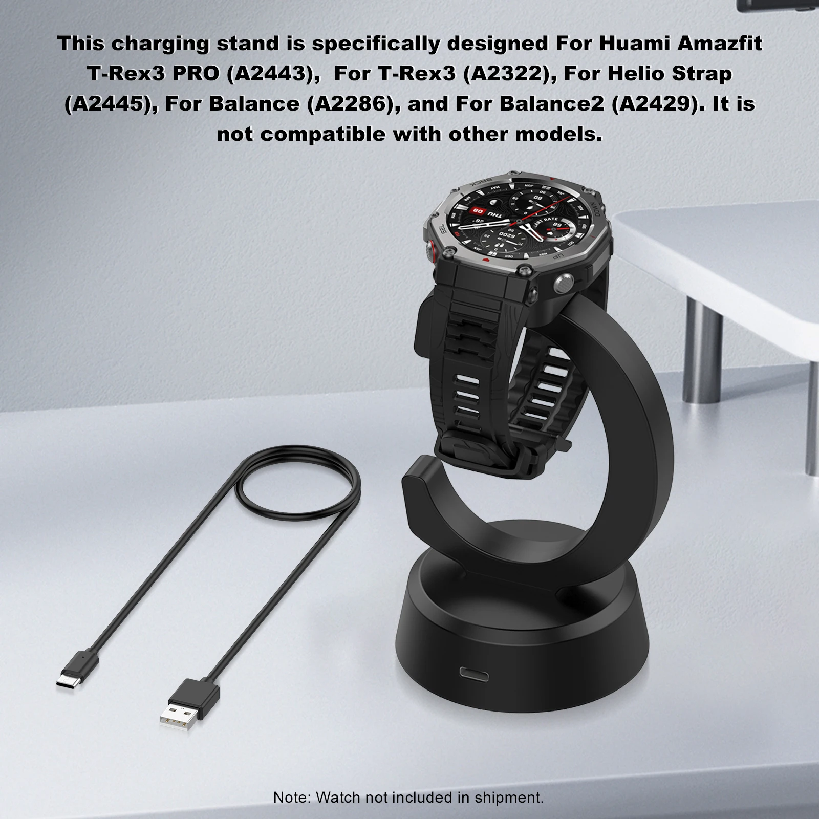 For Huami Amazfit T-REX3 Pro Lihgtweight Watch Charger Anti-Slip Magnetic Charging Cable Wear Resist Smart Watch Connector
