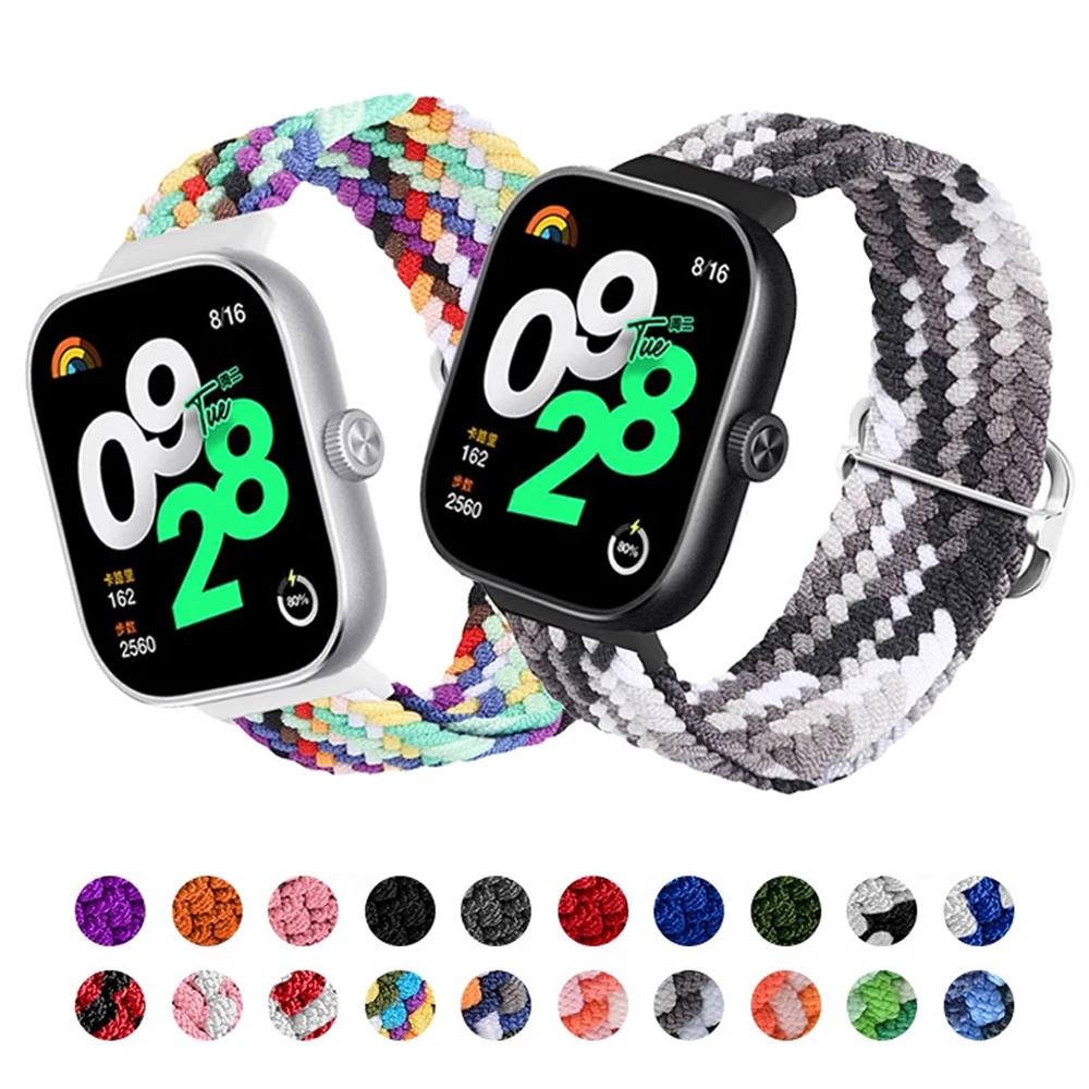 Geflochtenes Armband für Xiaomi Redmi Watch 4, elastische Solo-Loop, verstellbares Sport-Nylon-Ersatz-Correa-Armband, Miband 8 Pro-Band