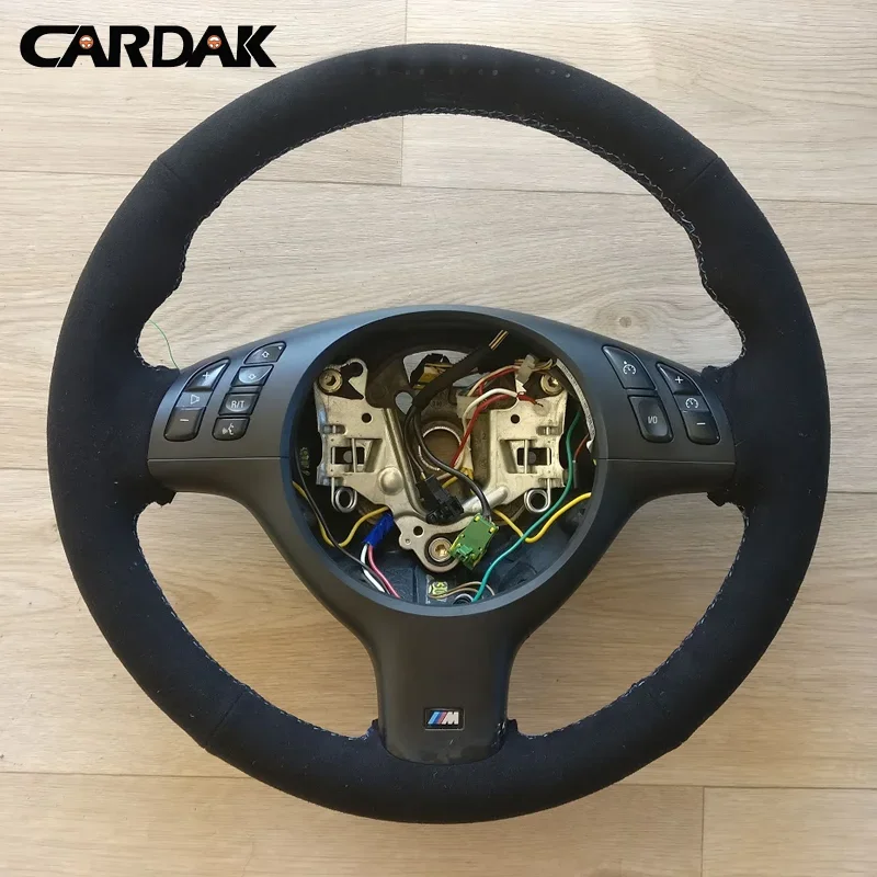 CARDAK Black Suede Car Steering Wheel Cover for BMW E46 M3 E39 330i 540i 525i 530i 330Ci 2001 2002 2003