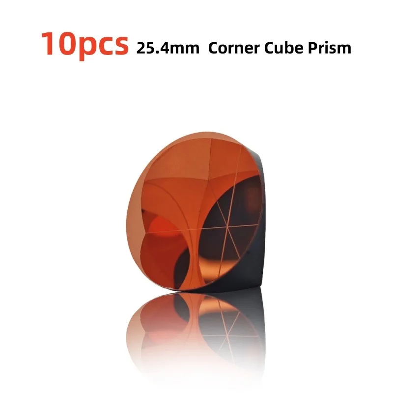 

10Pcs Copper / Sliver Coated 1inch Corner Cube Prism Diameter 25.4mm Trihedral Retroreflector 5 Arc Secs Return Beam Prism