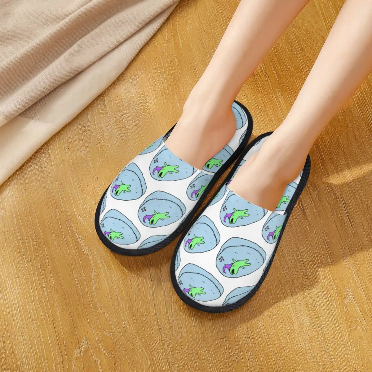 Custom Glep Sleeping Smiling Friends Slippers Memory Foam Warm Soft Women House Slipper Bedroom Comfy Shoes