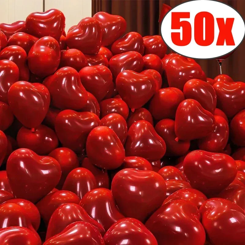 50/10 sztuk balony z czerwonym sercem nadmuchiwany balon lateksowy na walentynki wesele dekoracje na rocznicę dostaw hurtowych
