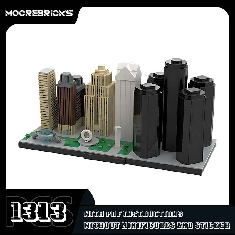 

City Skyline Series Detroit Michigan Model MOC Architectural Street View Building Blocks Technology Bricks Children Toy Gifts