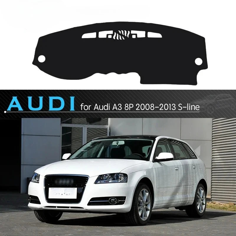 

For Audi A3 8P 2008-2012 S-line Car Dashboard Avoid Light Pad Instrument Platform Desk Cover Leather velvet Mat Carpets 2009