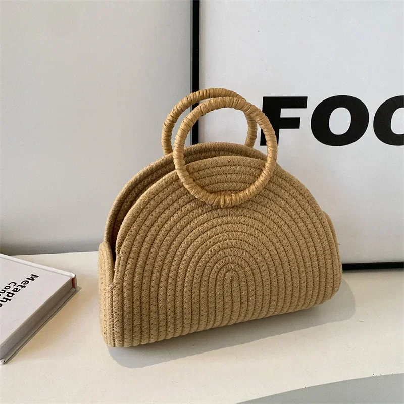 Straw Braid Casual Top-Handle Bags Solid Large Capacity Grace Temperament Bags for Women 2024 Fashion Hot Sale in Summer