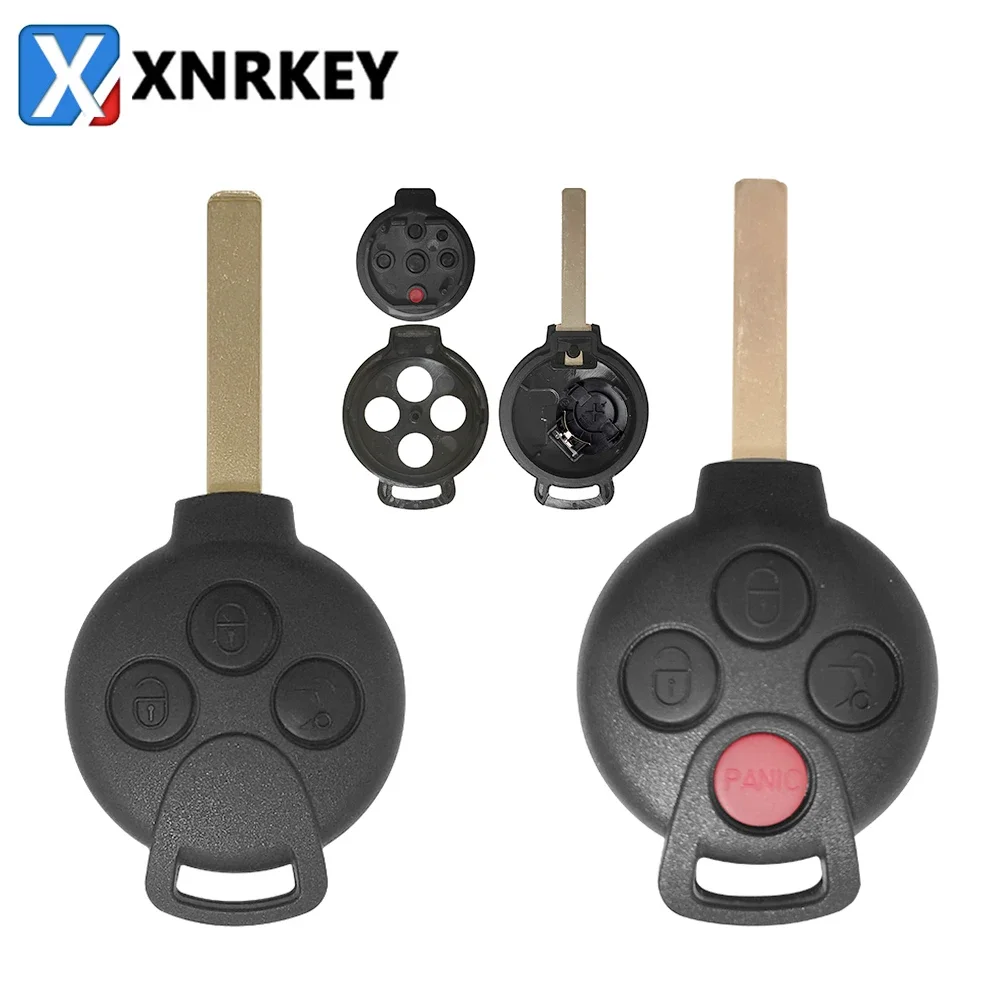 

XNRKEY 3/4 Button Smart Remote Head Key Case Shell Cover for Mercedes Benz Smart Fortwo 451 2007-2013 Remote Car Key Case Fob