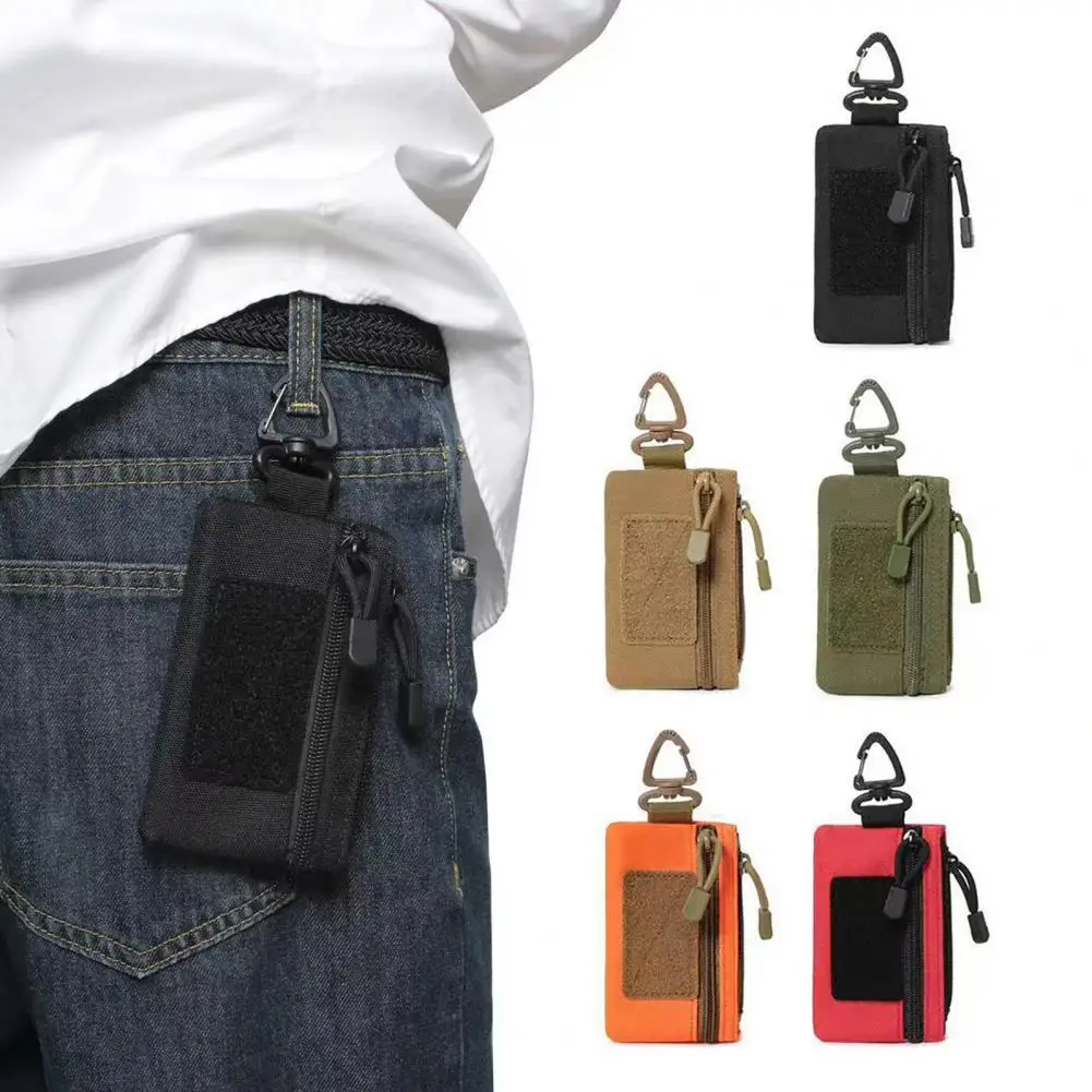 

Mini Tacticals Pouch Zippered Utility Pouch with Carabiner Military Keychain Pouch Wallet for Belt Backpack Camping Hiking