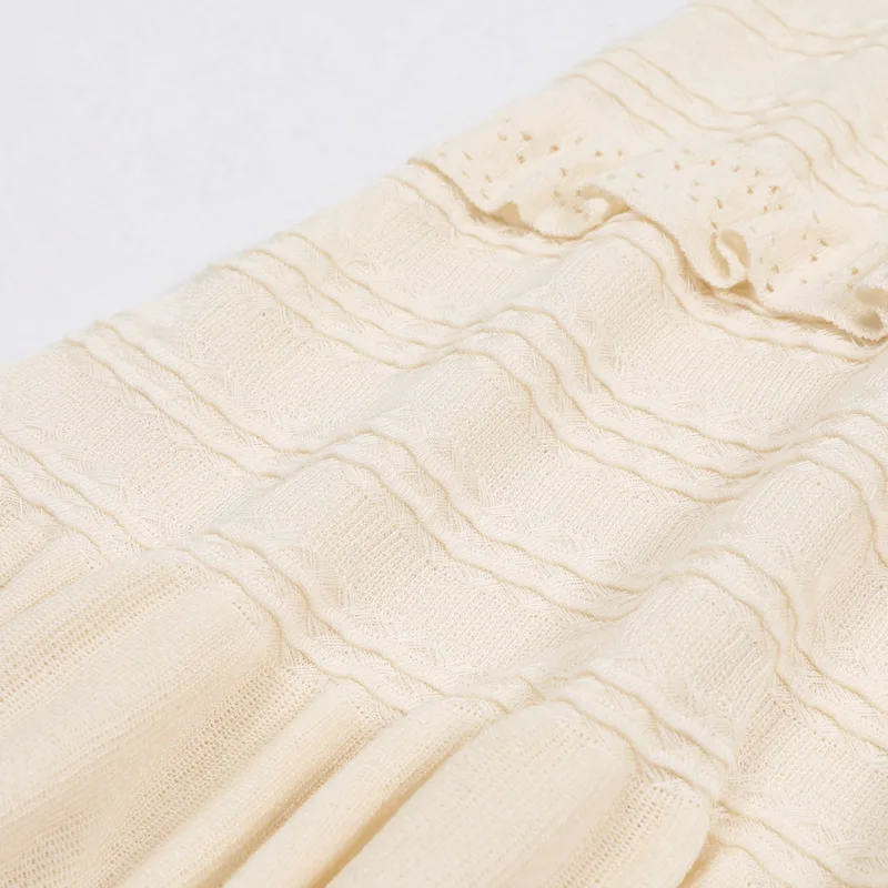 Novo vestido de algodão de tricô sem mangas feminino vestido em camadas com gola redonda