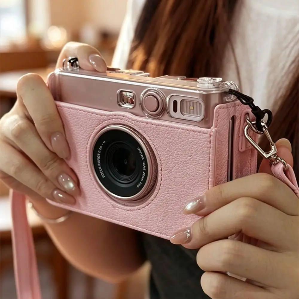 PU Leather Instant Camera Storage Bag Dustproof Scratch Resistant Carrying Case Detachable Strap for Fujifilm Instax Mini EVO