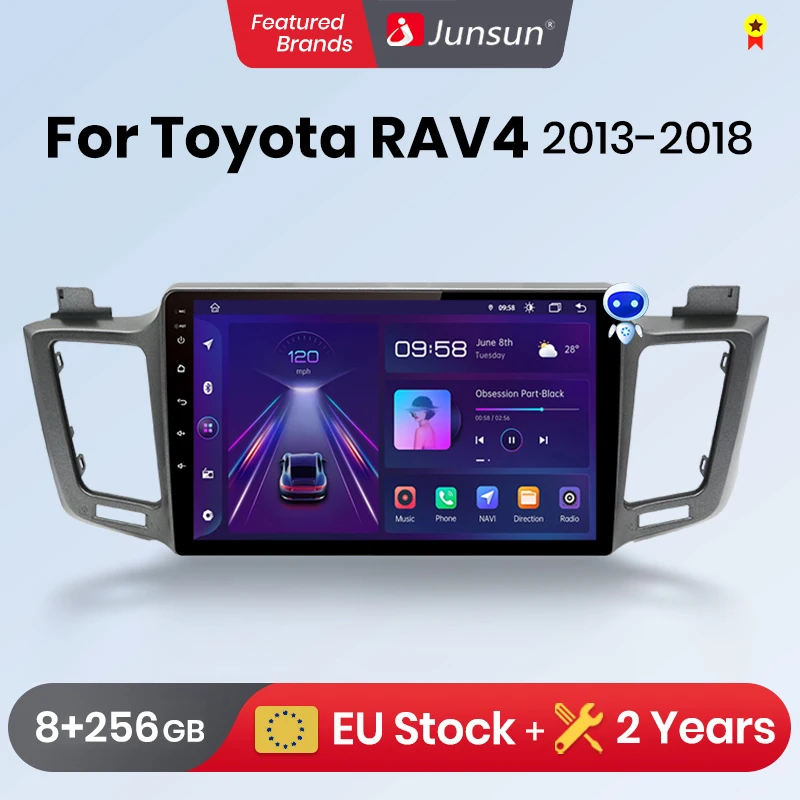 Junun CarPlay Android Auto Car Radio for Toyota RAV4 ravav 4 2012-2018 GPS Intelligent Systems tereo Multimedia Car Radio