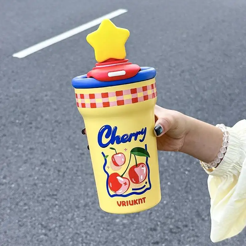 

1Pc Stainless Steel Vacuum Insulated 760Ml Large Capacity Star Cold Insulation Ice Cup With One Lid For Dual Drinking