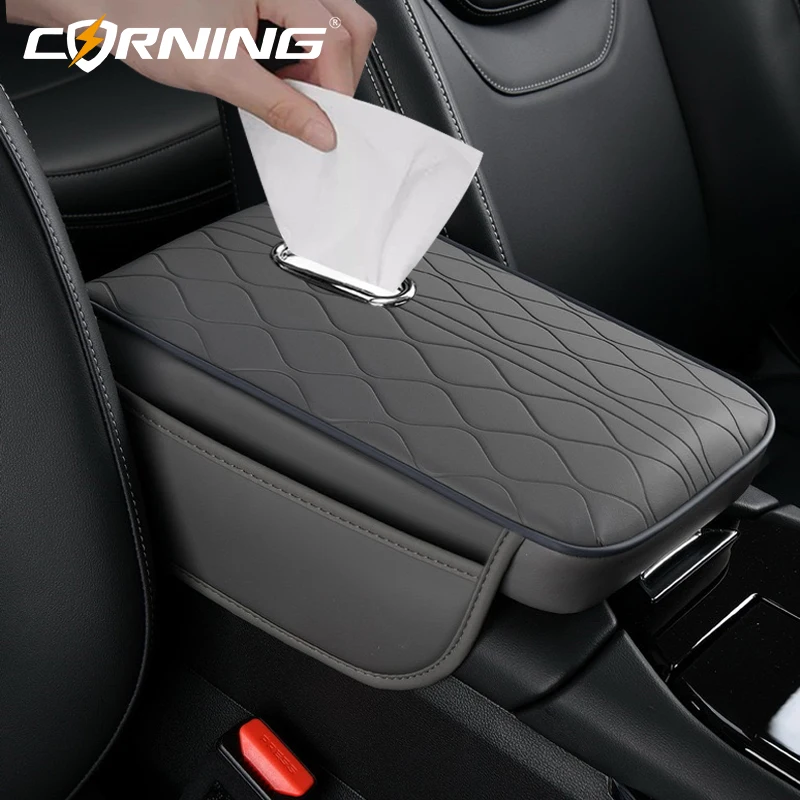 Car Arm Rest Cover Cushion Universal Wear-Resistant Center Console Box Protector Anti Slip Armrest Box Pad with Storage Pocket