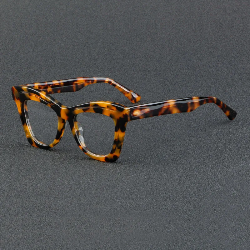 High quality large square acetate fiber glasses Women's black tortoise color fashionable large spectacles