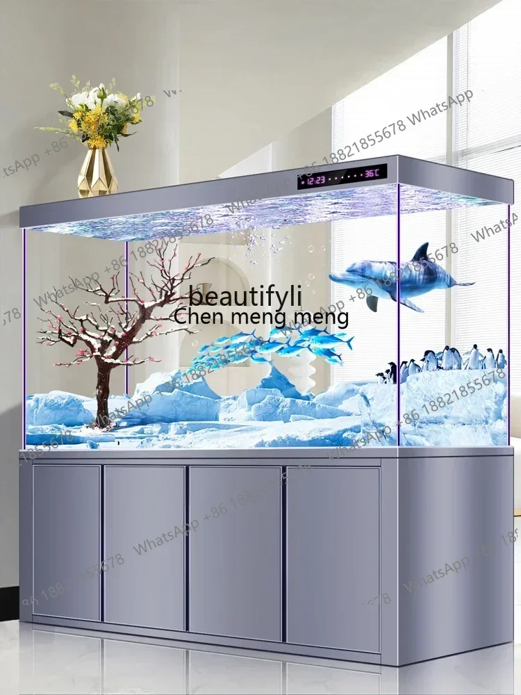 new Dragon Fish Tank Bottom Filter Super White Glass Living Room Fish Tank Medium and Large Household Wall Screen Lazy Change Wa