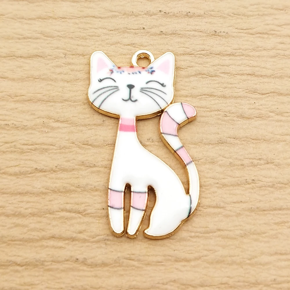 10pcs Cat Charm for DIY Jewellery Making Accessories