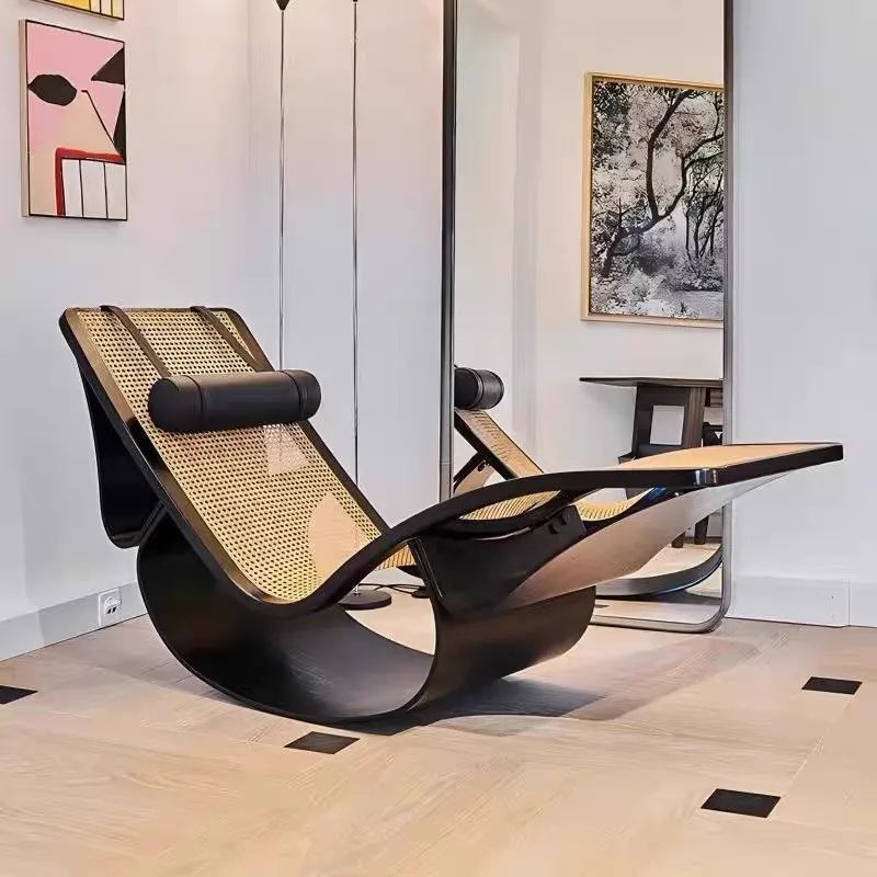 

Light luxury Creativity Design Lazy Person Leisure Chair Villa Courtyard Outdoor Rattan Weaving Metal Advanced Rocking Chair