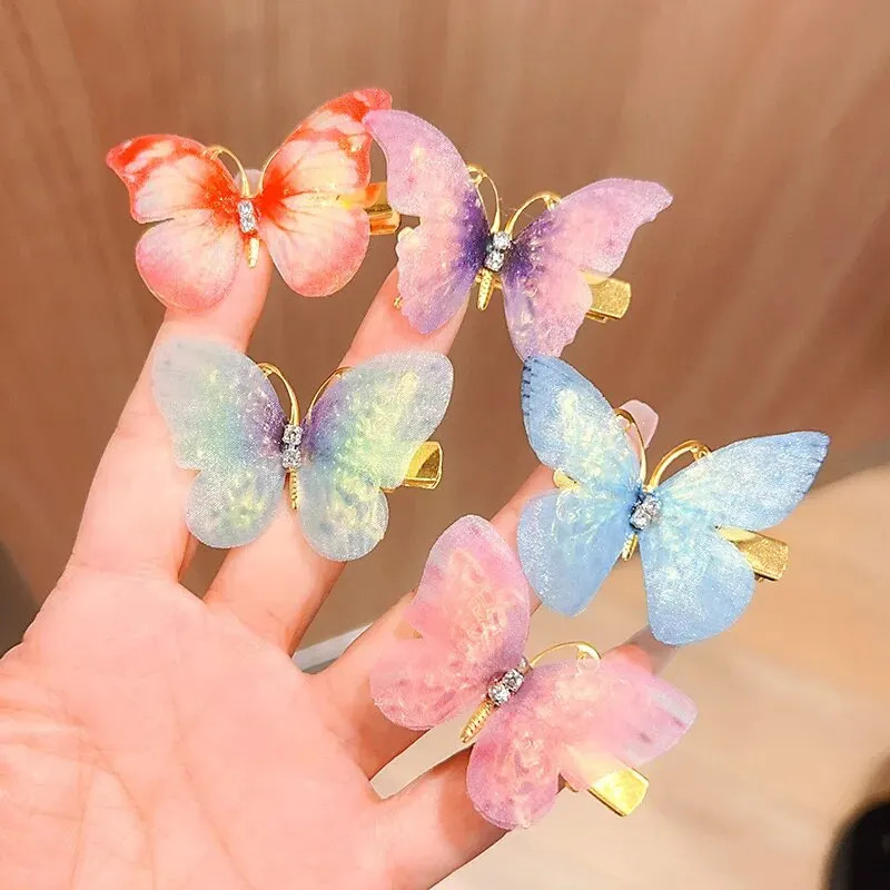 6PCS Butterfly Hair Clips with Color Gradient A GIRL\'S Birthday Present