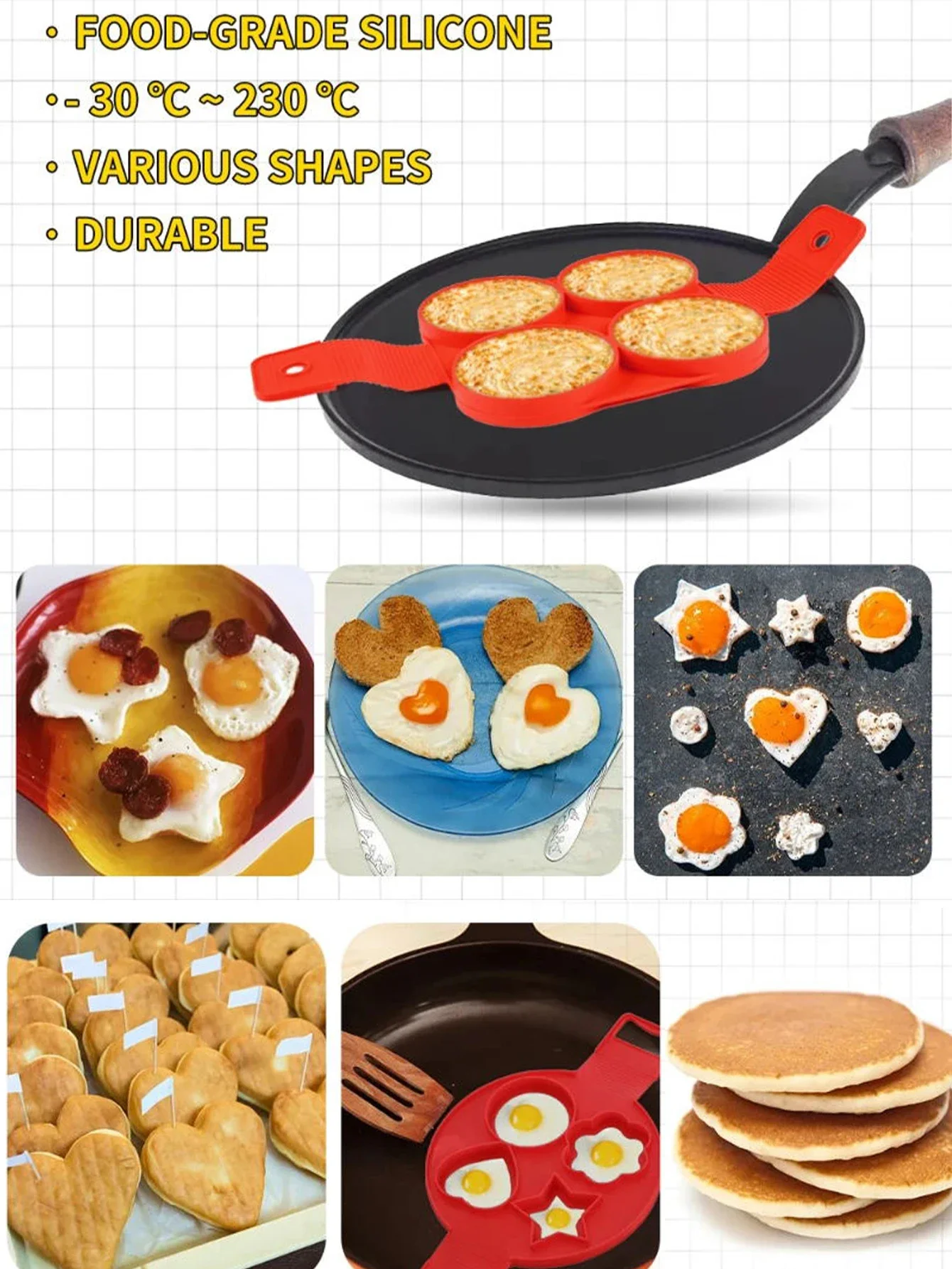 1 anillo de huevo de silicona con forma geométrica.