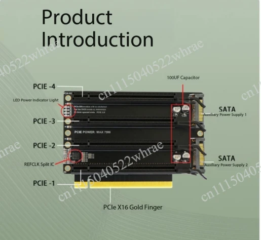 PCIe3.0x16 one to four split card gen3 expansion card X4X4X4X4 adapter card 1 to 4 slots P3A