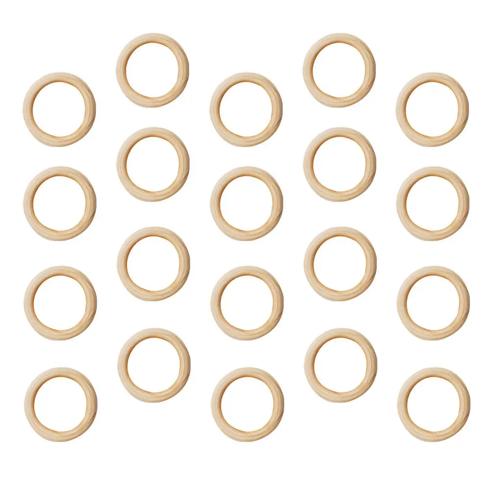 100Pcs Wood Rings Smooth Natural Wooden Buckle Rings 25Mm Unfinished Circle DIY Jewelry Making Craft Accessories Keyring