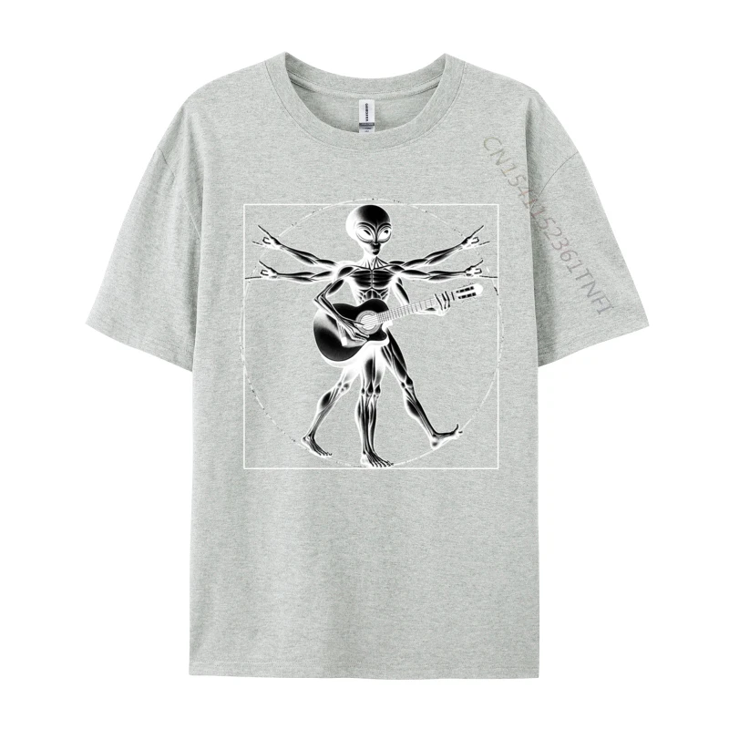 Vitruvian Man Alien Guitarist Guitar Rocker Music Festival Funny 3D Printed Man Top T-Shirts Faddish Camisa Cotton