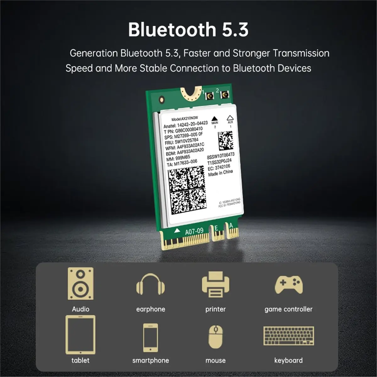 2026 New WiFi6E M.2 Network Card BT5.3 Tri Band 5Ghz/6G/2.4G 5374Mbps 802.11AX Wireless NGFF Network WiFi Card for PC Laptop