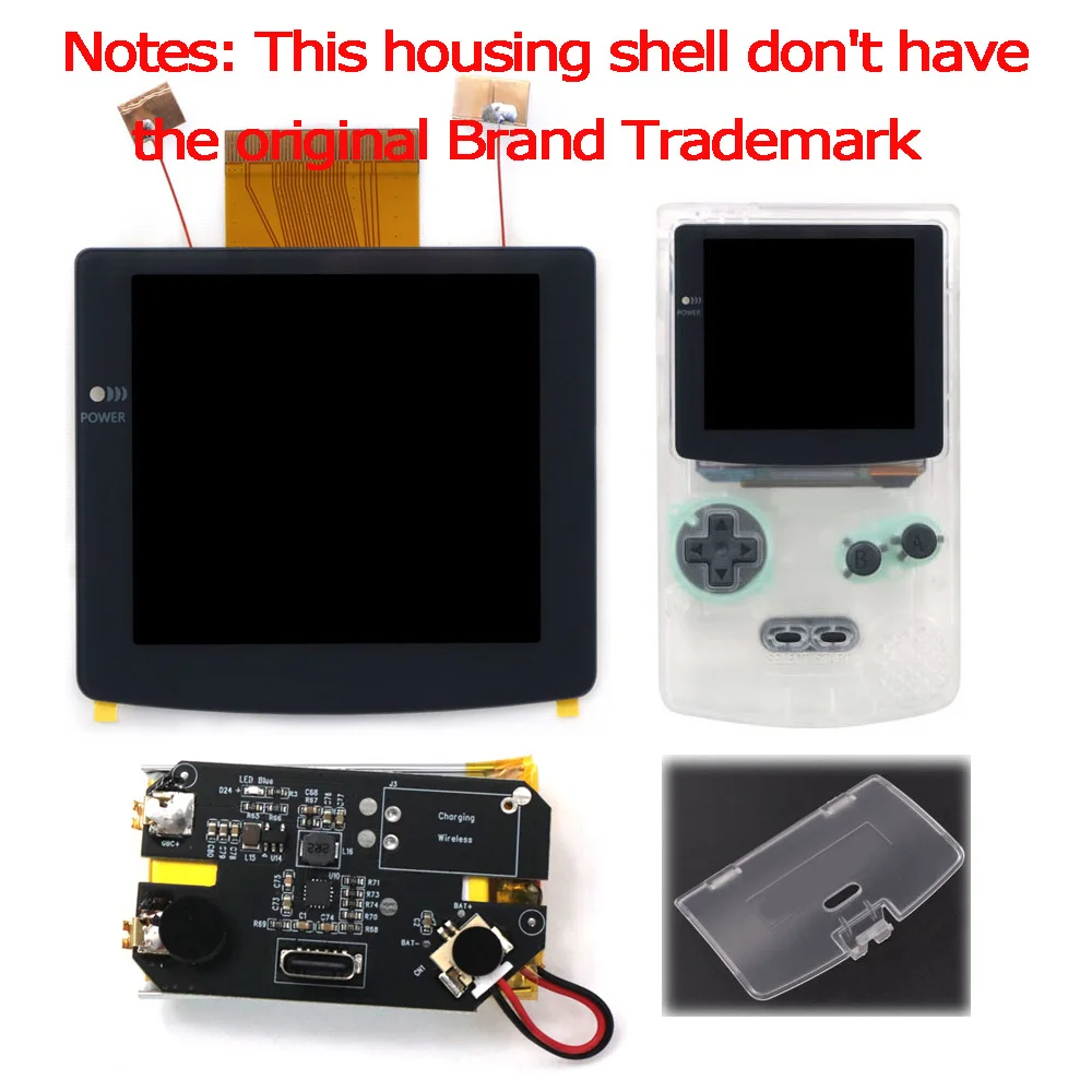 HISPEEDIDO 2,8" Laminierter IPS-LCD-Bildschirm mit Hintergrundbeleuchtung und USB-C-Aufladung, Desaturation für Gameboy Color GBC, ohne Löten