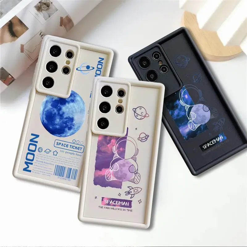 phone case for Samsung Galaxy S24 S22 S21 Ultra A13 cases S20 FE S23 S24plus S21fe 12C fundas Cover Moon Star Space People Love