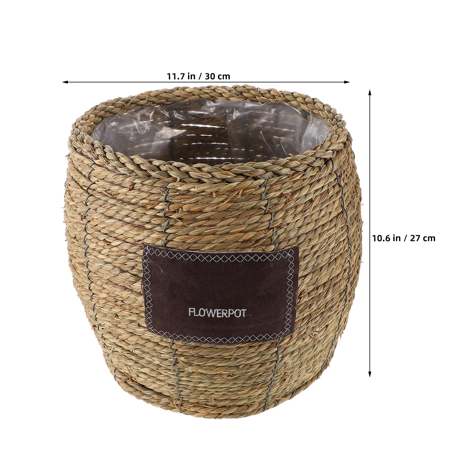 Handwoven Rattan and Straw Planter Basket for Plants Indoor Outdoor Decorative Wicker Flower Pot Breathable Moisture Retaining