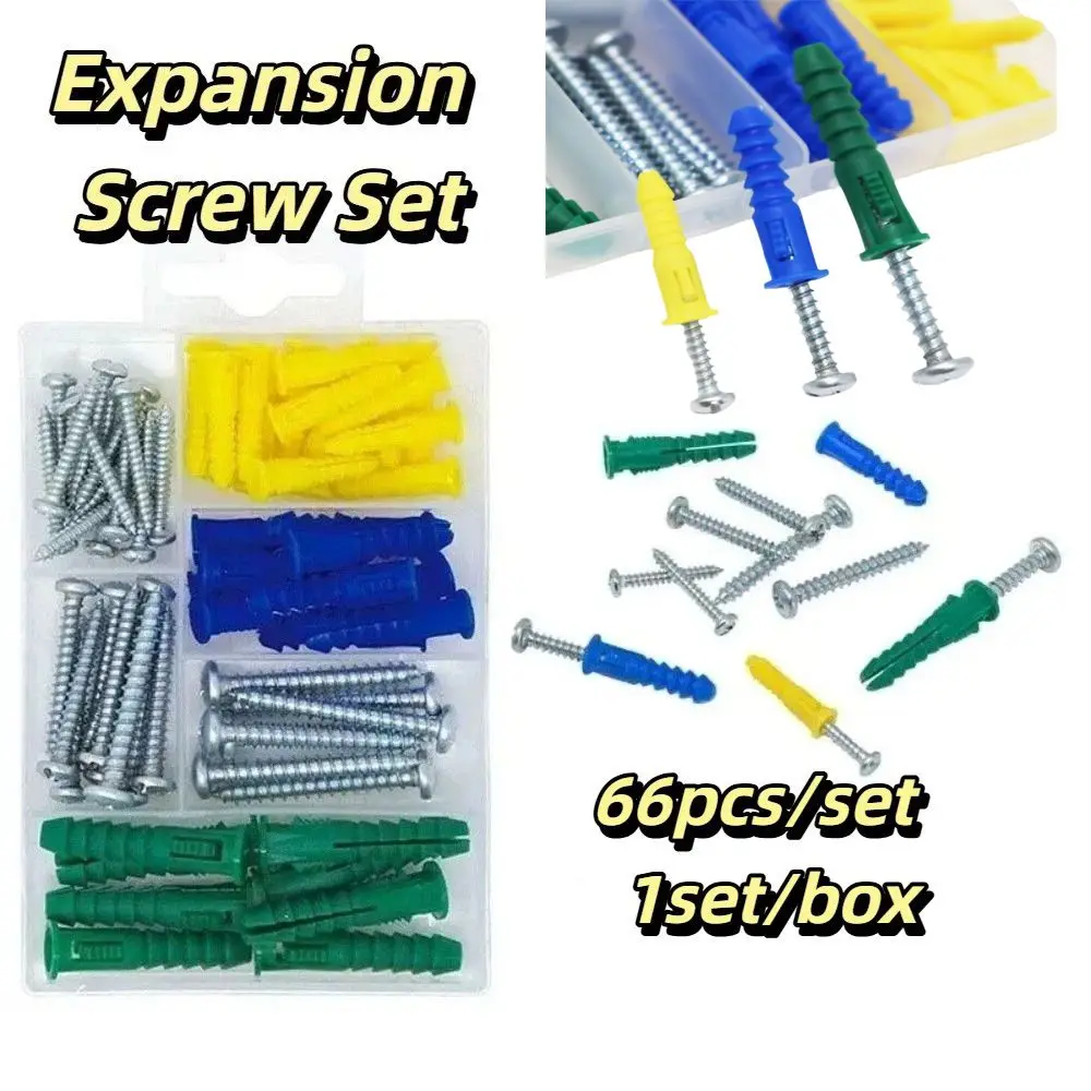 Plastic Material Wall Anchors Durable Construction Stable Hardness Screws Assortment Kit Strong Grip Force Tight Expansion