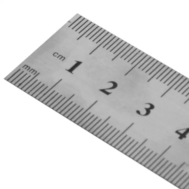 C90A 30CM 12"Steel Stainless Pocket Metric Metal Ruler Measurement Double Sided