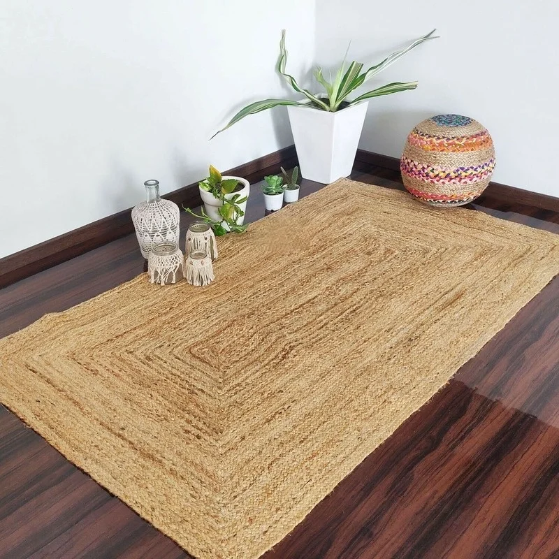 

Natural Jute Rug Home Carpets for Living Room Decorative Floor Handmade Double-sided Modern Bedroom Area Carpet Outdoor Mat