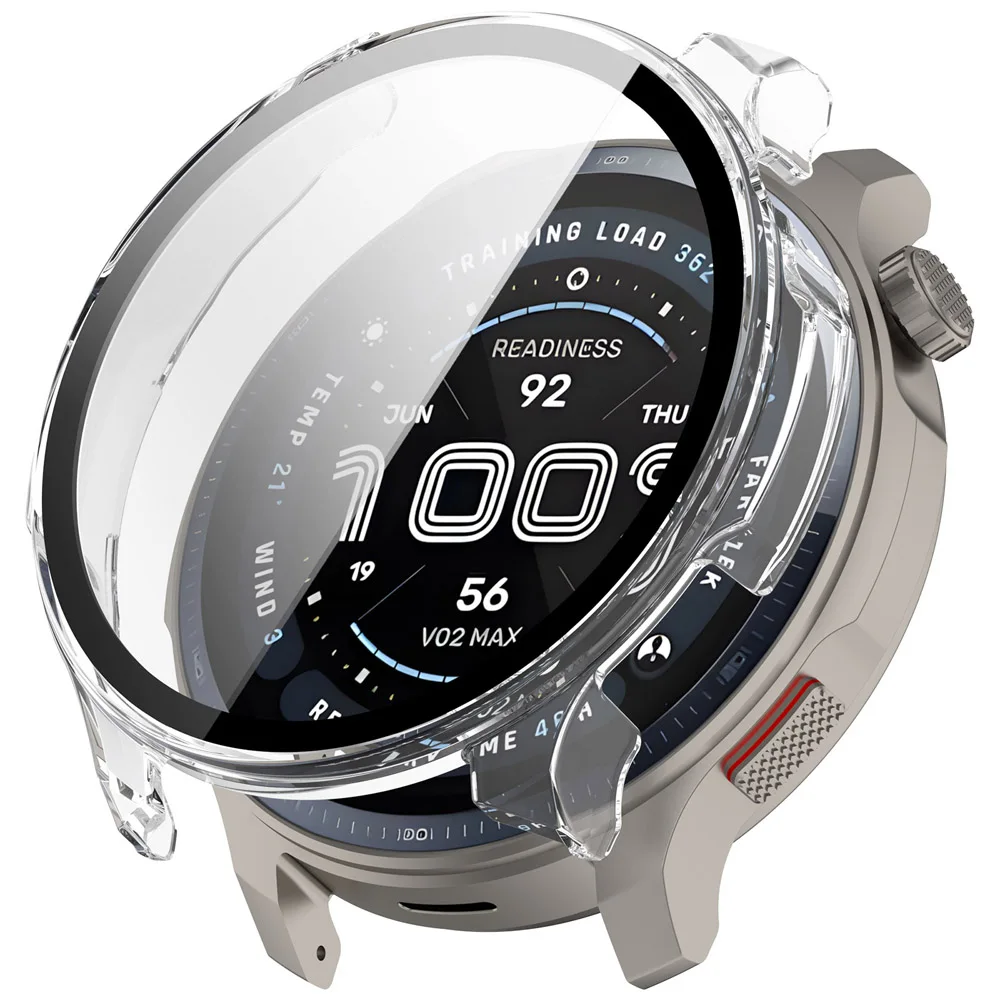 1x Protetor de Tela de Vidro Temperado e Capa de PC para Huami Amazfit Balance 2 - Proteção Completa para Smartwatch