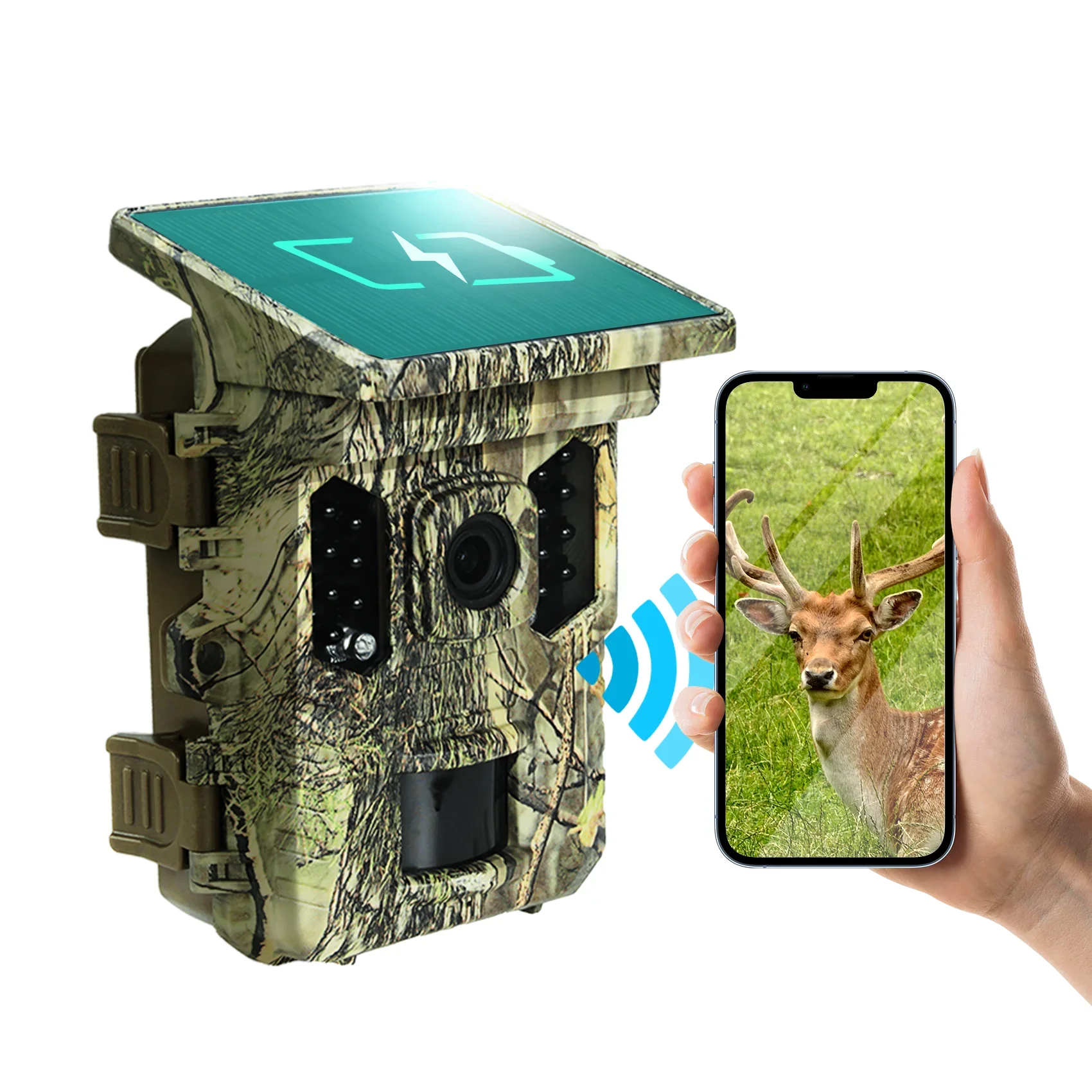 

Hot Selling 365 Days Working Time Hunting Camera Bluetooth Wildlife Camera Motion Detection Mini Wifi Solar Trail Camera