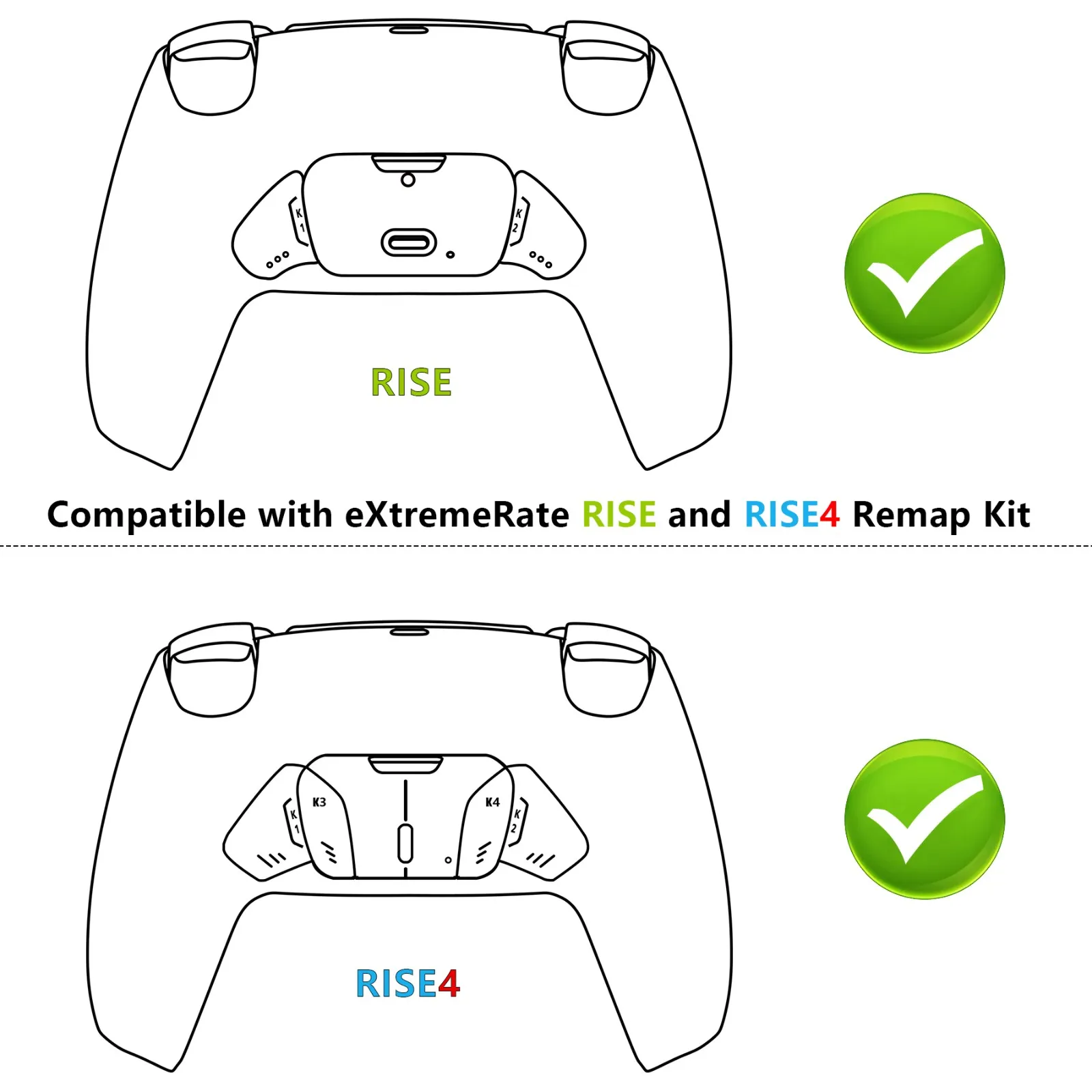 eXtremerate Performance Rubberized Grip Redesigned Back Shell for PS5 Controller RISE Remap Kit