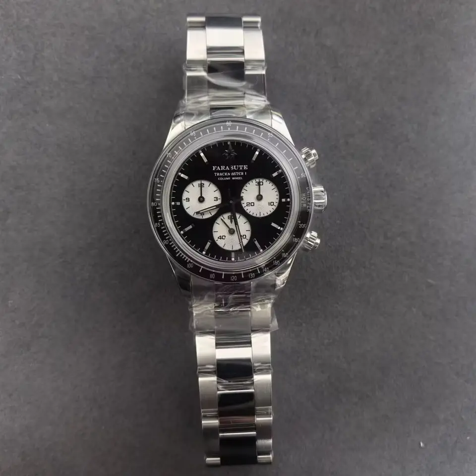 FARASUTE Men Automatic Watch 39mm Panda Chronograph Mechanical