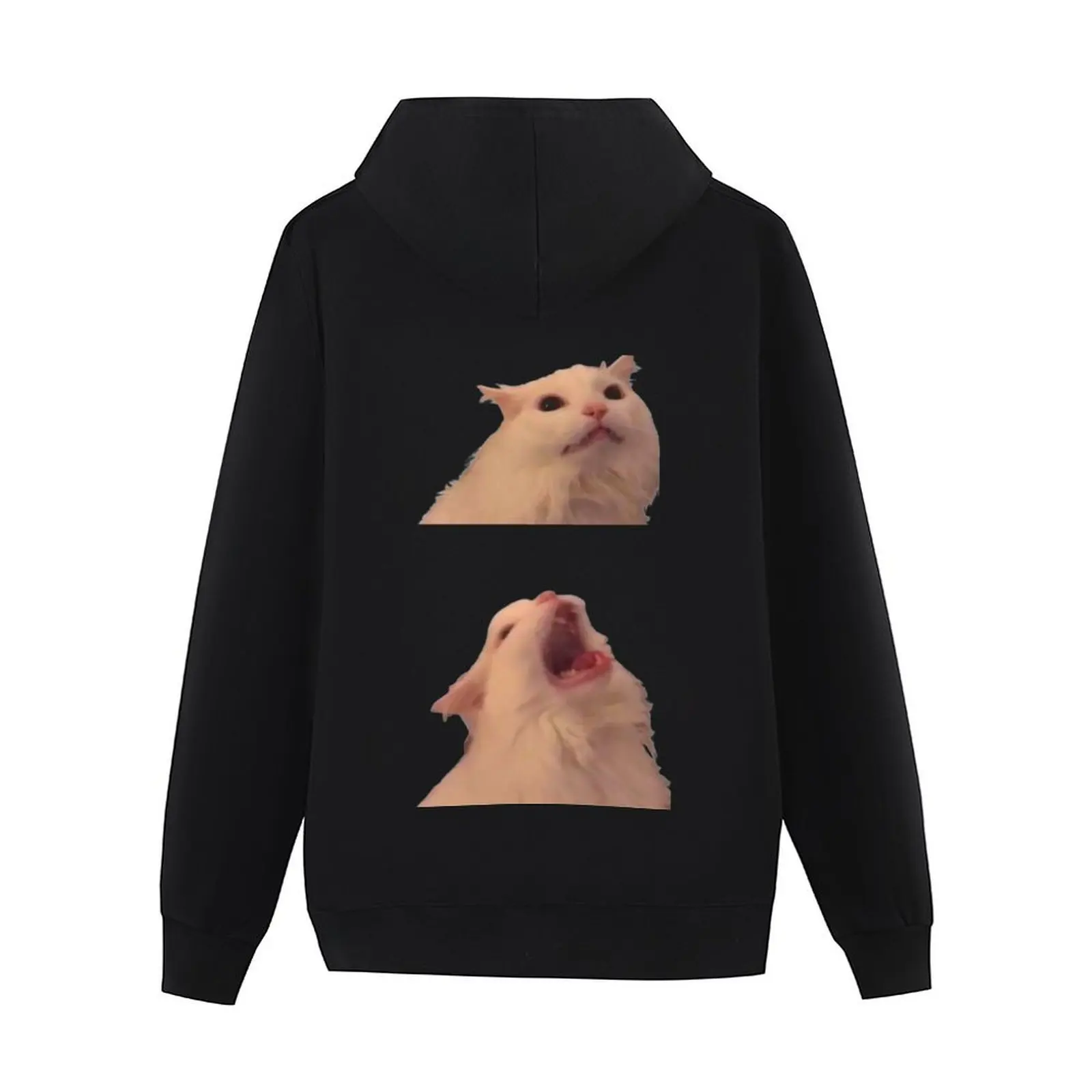 White Cat Screaming Meme Hoodie men clothes men's coat men clothing anime clothes new in hoodies