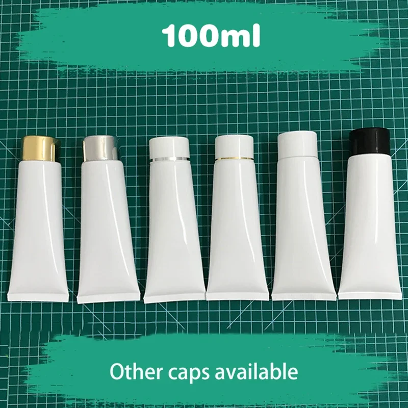 

100ml White Plastic Squeeze Tube 100g Cosmetic Lotion Facial Cleanser Bottles Hand Cream Refillable Hosepipe Container