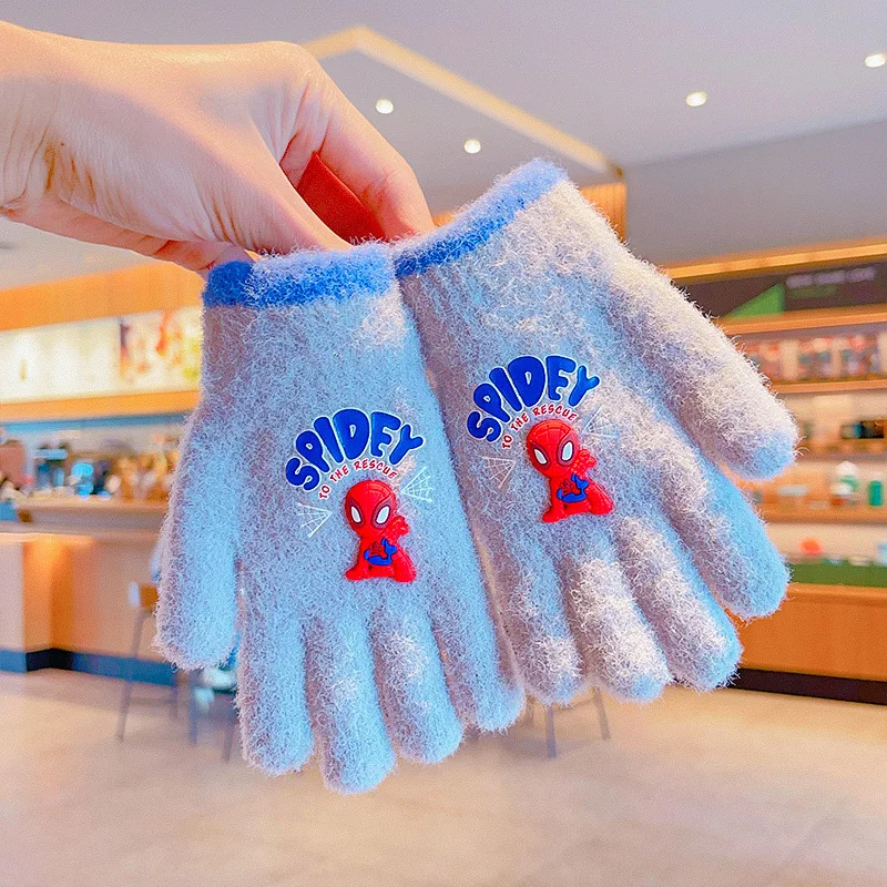 Marvel Spider-Man guantes para niños otoño e invierno guantes anticongelantes acolchados cálidos estudiantes de invierno conjuntos de cinco dedos