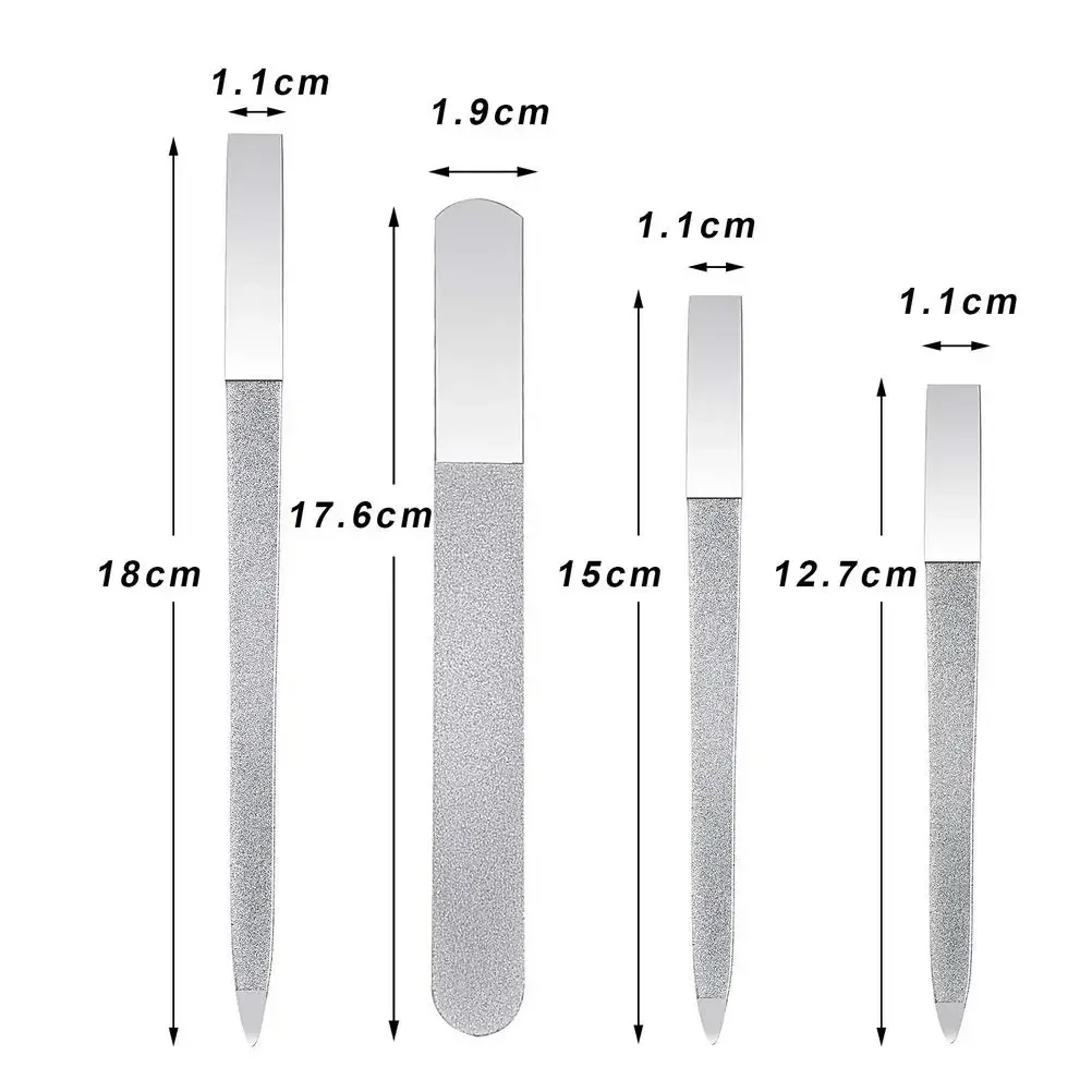 Diamond Nail File Stainless Steel Double Side Nail File Metal File Buffer Fingernails Toenails Manicure Files for Salon and Home