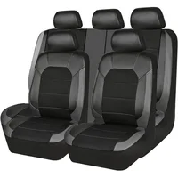 9 unids/set funda de asiento de coche de cuero tela transpirable Universal Pu cuero cojín de asiento de coche asiento delantero y trasero protección completa