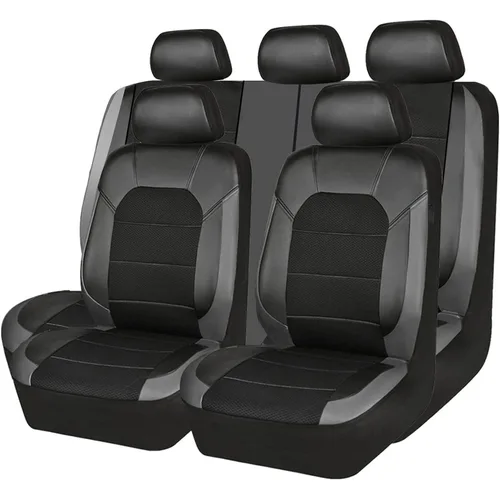 9 unids/set funda de asiento de coche de cuero tela transpirable Universal Pu cuero cojín de asiento de coche asiento delantero y trasero protección completa