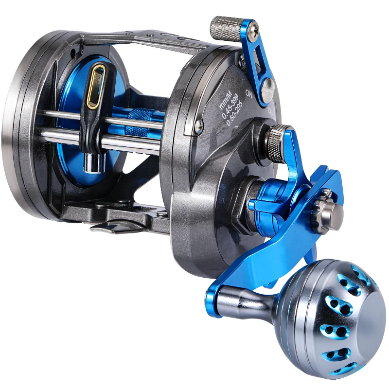 Sougayilang Saltwater Fishing Reel 6+1BB 4.1:1 High Speed Ratio Trolling Reel Max Drag 55LB Full Metal Baitcasting Fishing Reel