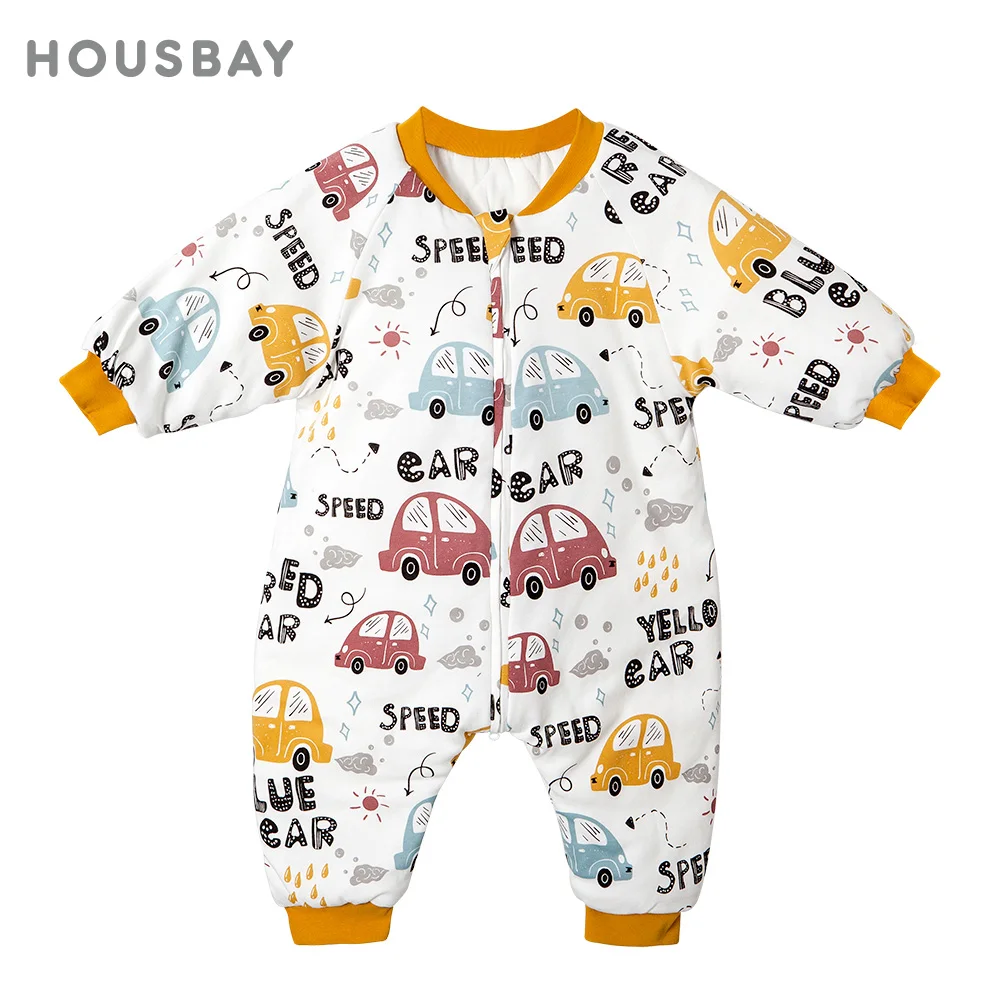 

Детский спальный мешок, осенне-зимний теплый детский спальный мешок для мальчиков, красочный детский комбинезон с принтом автомобиля, 3-сторонняя пижама на молнии, От 1 до 4 лет